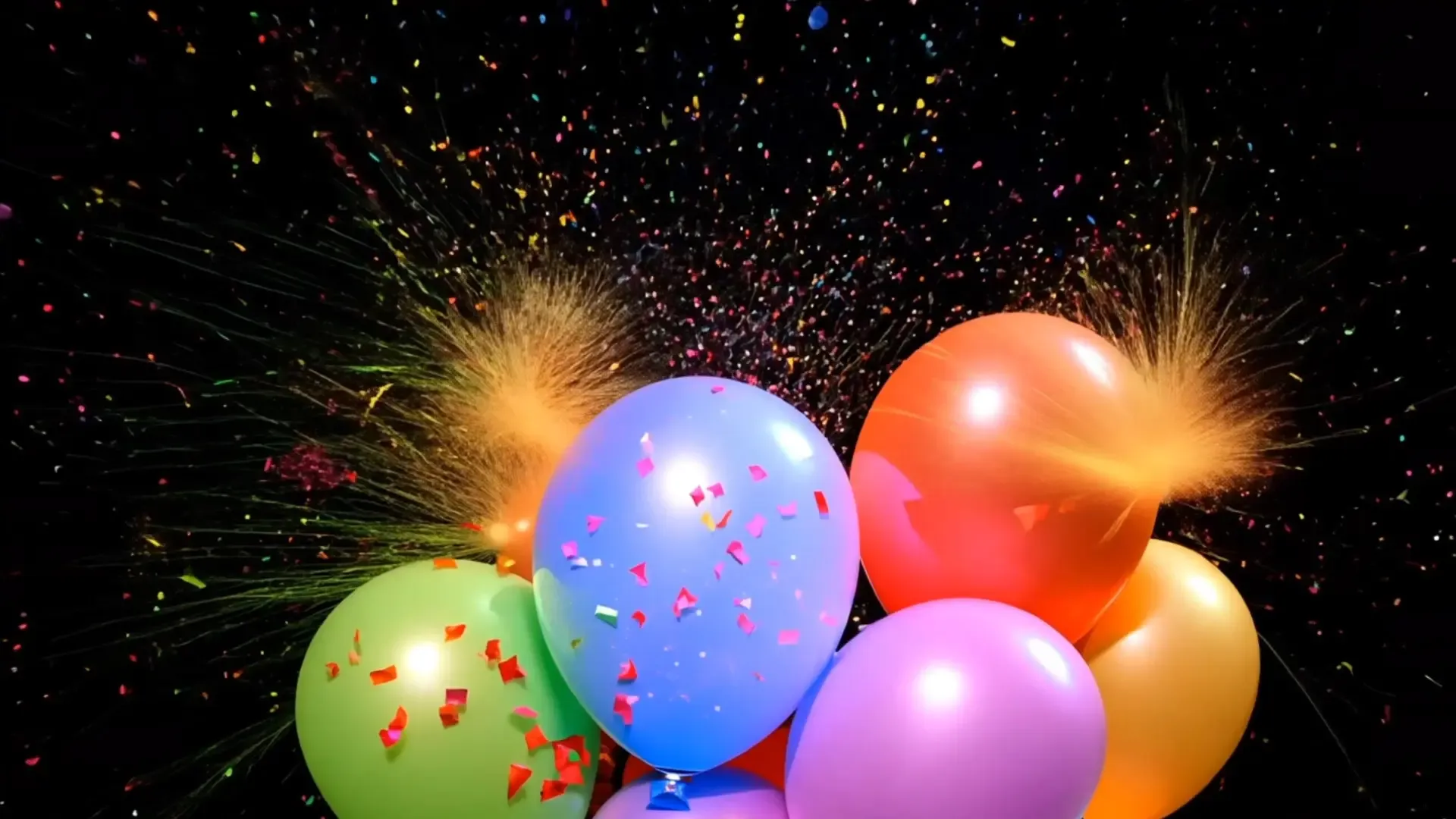 Balloon Burst Confetti Overlay for Birthday Party Videos